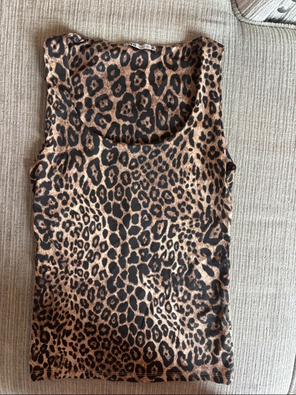 Zara Leopard Print Tank Top in Black and Tan